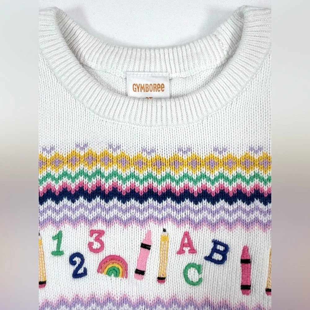 GYMBOREE Girls School Alphabet Rainbow ABC‎ Crayon Knit Sweater Dress 2T Kidcore